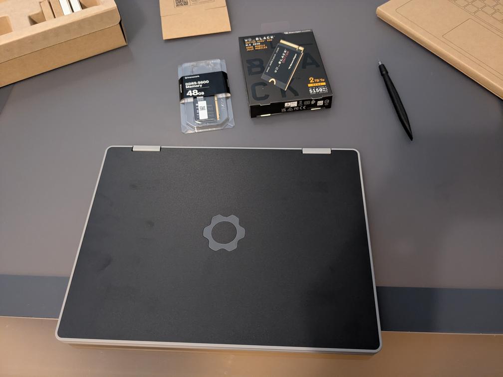 Image of the Framework 12 laptop, assembled but powered off