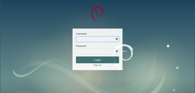 Screenshot of the login form